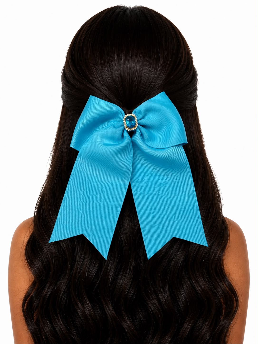 Moño niña azul turquesa con pedrería 🎀💎🩵