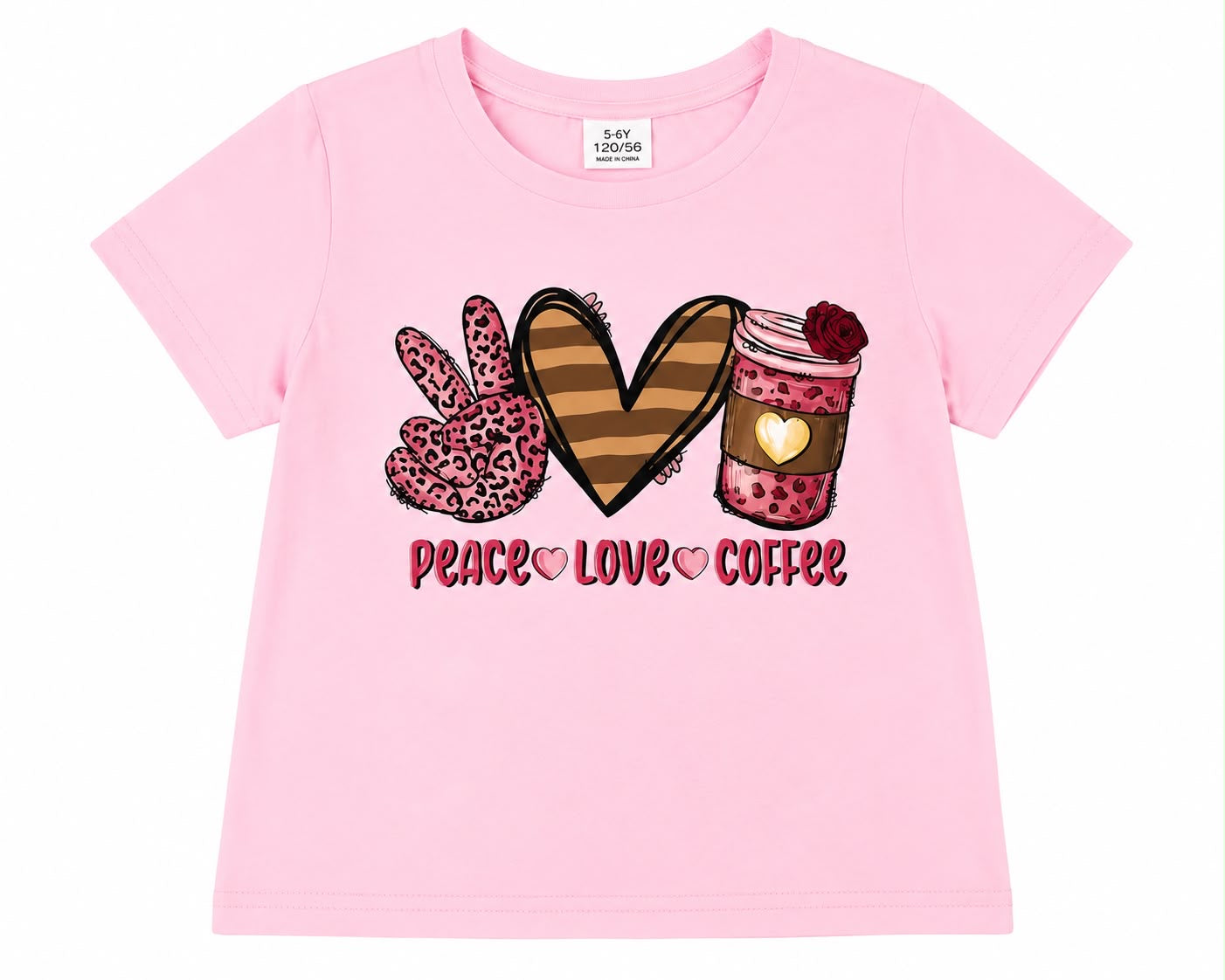 Blusa niña rosa peace love y café