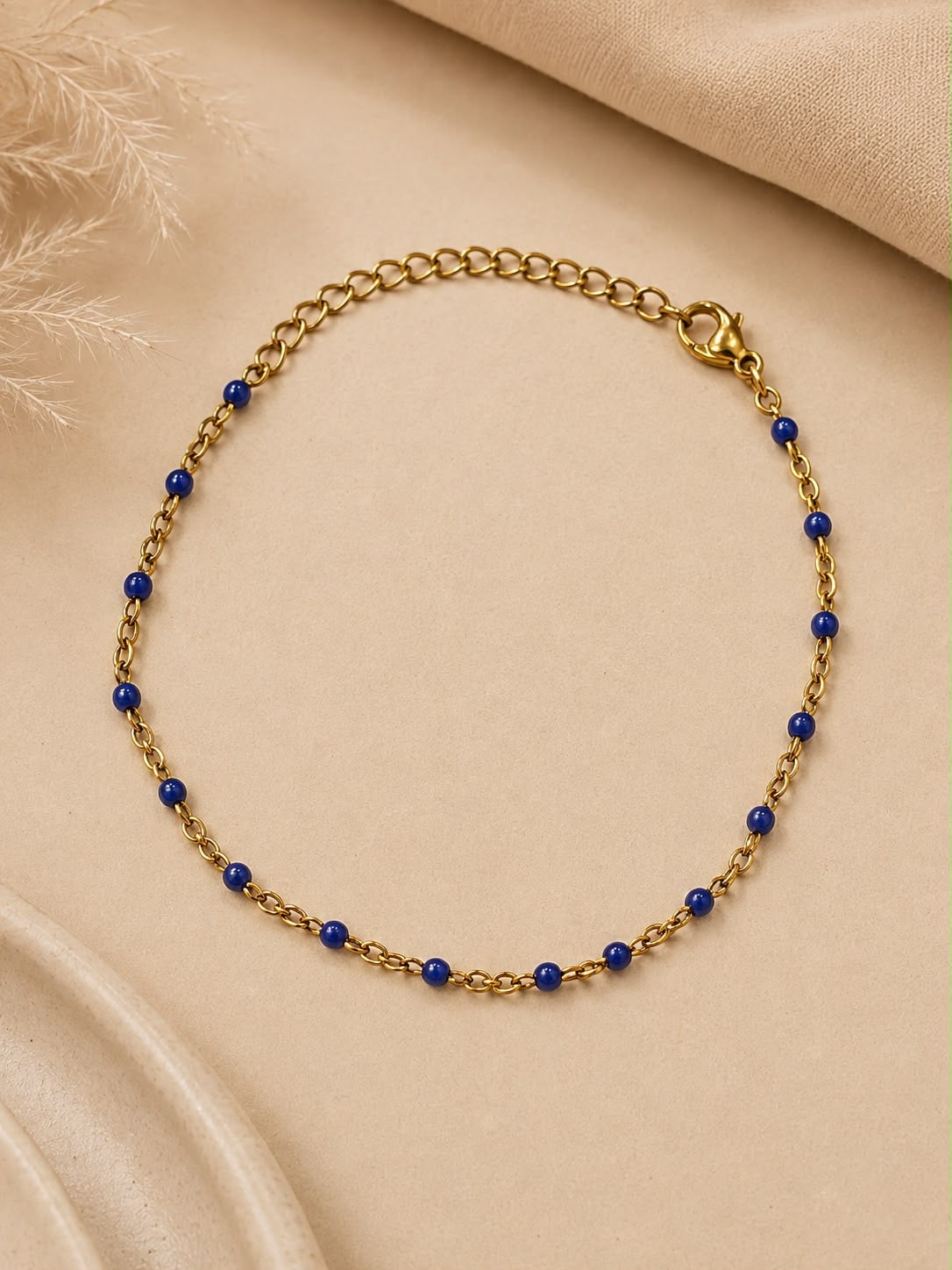 Pulsera Dama cadena dorada con detalles azules 💙✨