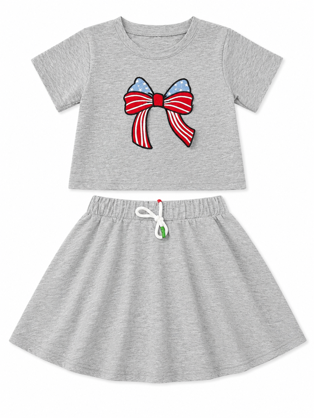 Set niña gris con blusa y falda
