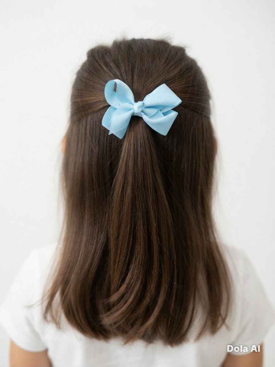 Moño chico niña azul cielo