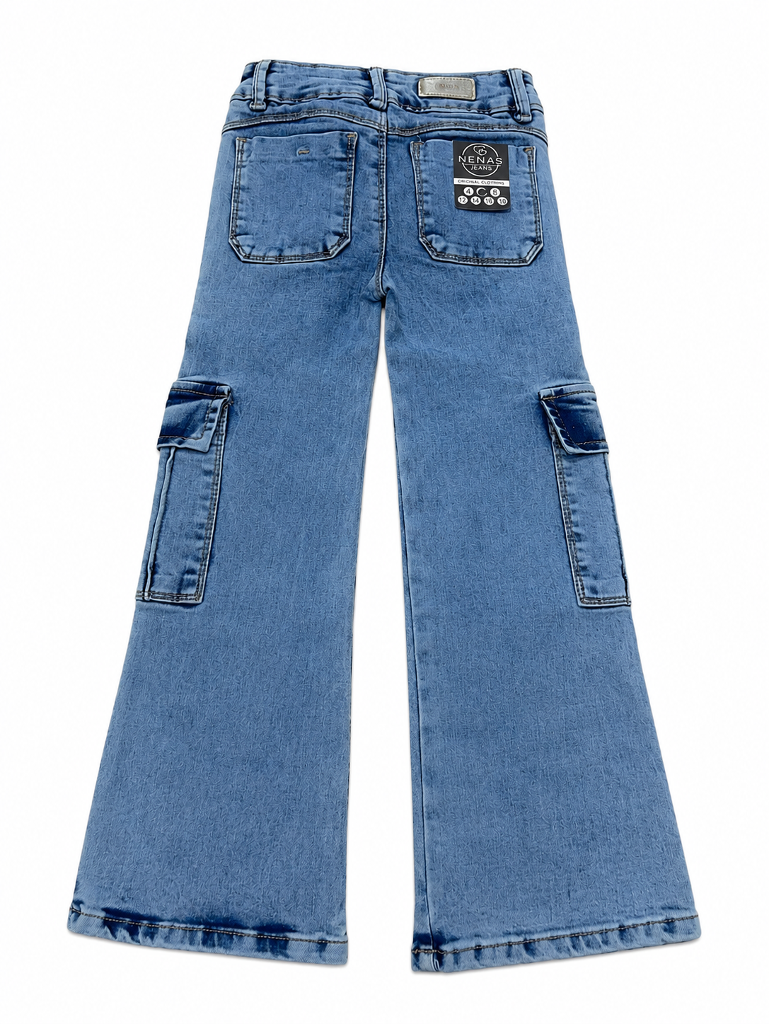 Pantalón niña mezclilla cargo wide leg 4 bolsas