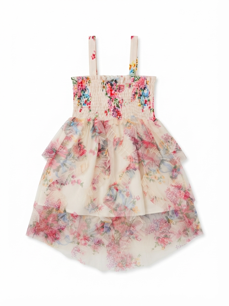 Vestido niña Meses  flores con tul