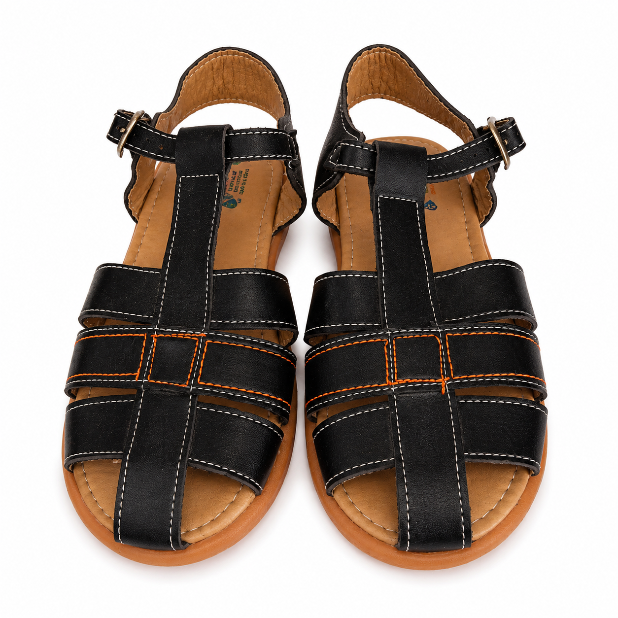 Huaraches niño OFERTA – negros con costuras naranja 🖤🧡