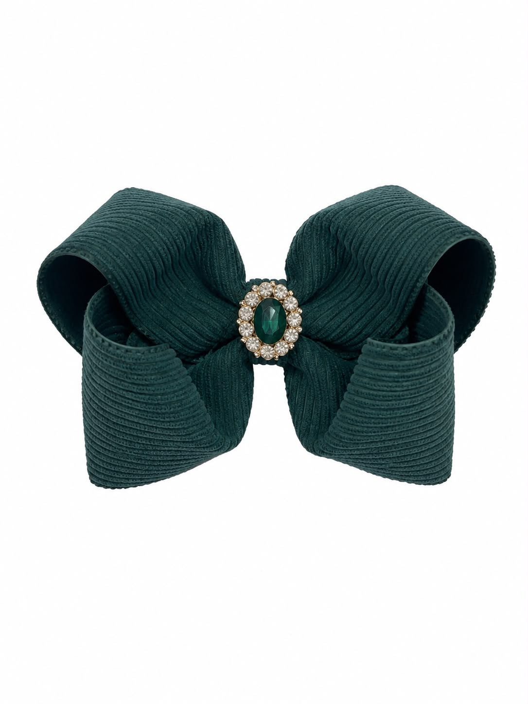 Moño niña verde esmeralda con pedrería elegante