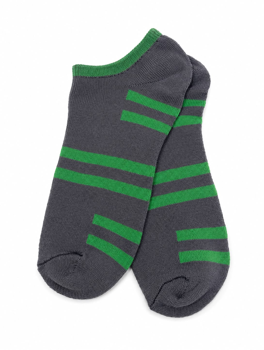 Calcetas cortas gris con líneas verdes