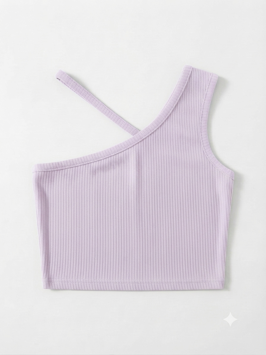 Blusa niña lila de un hombro