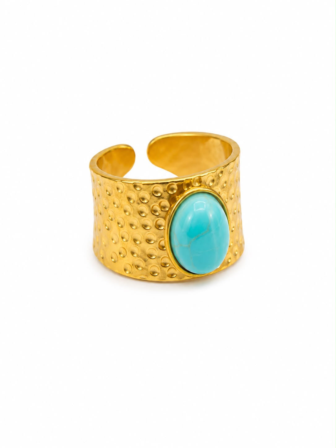 Anillo Da dorado con piedra turquesa diseño