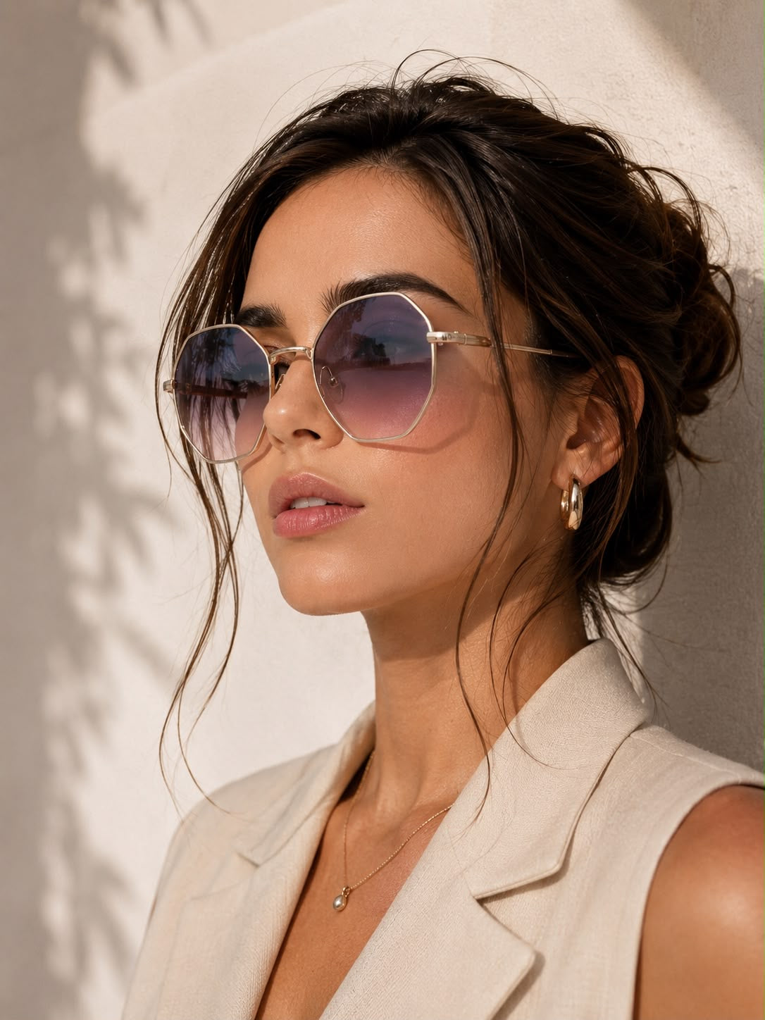 Lentes Dama octagonales oversize con armazón