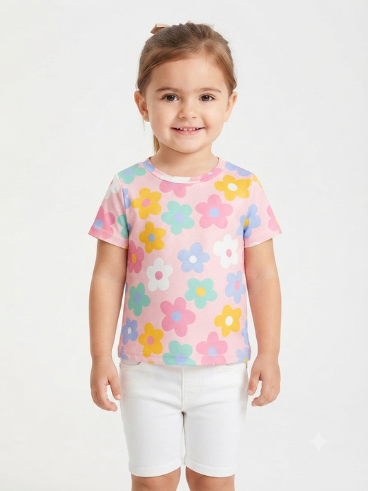 Blusa niña floral de manga corta