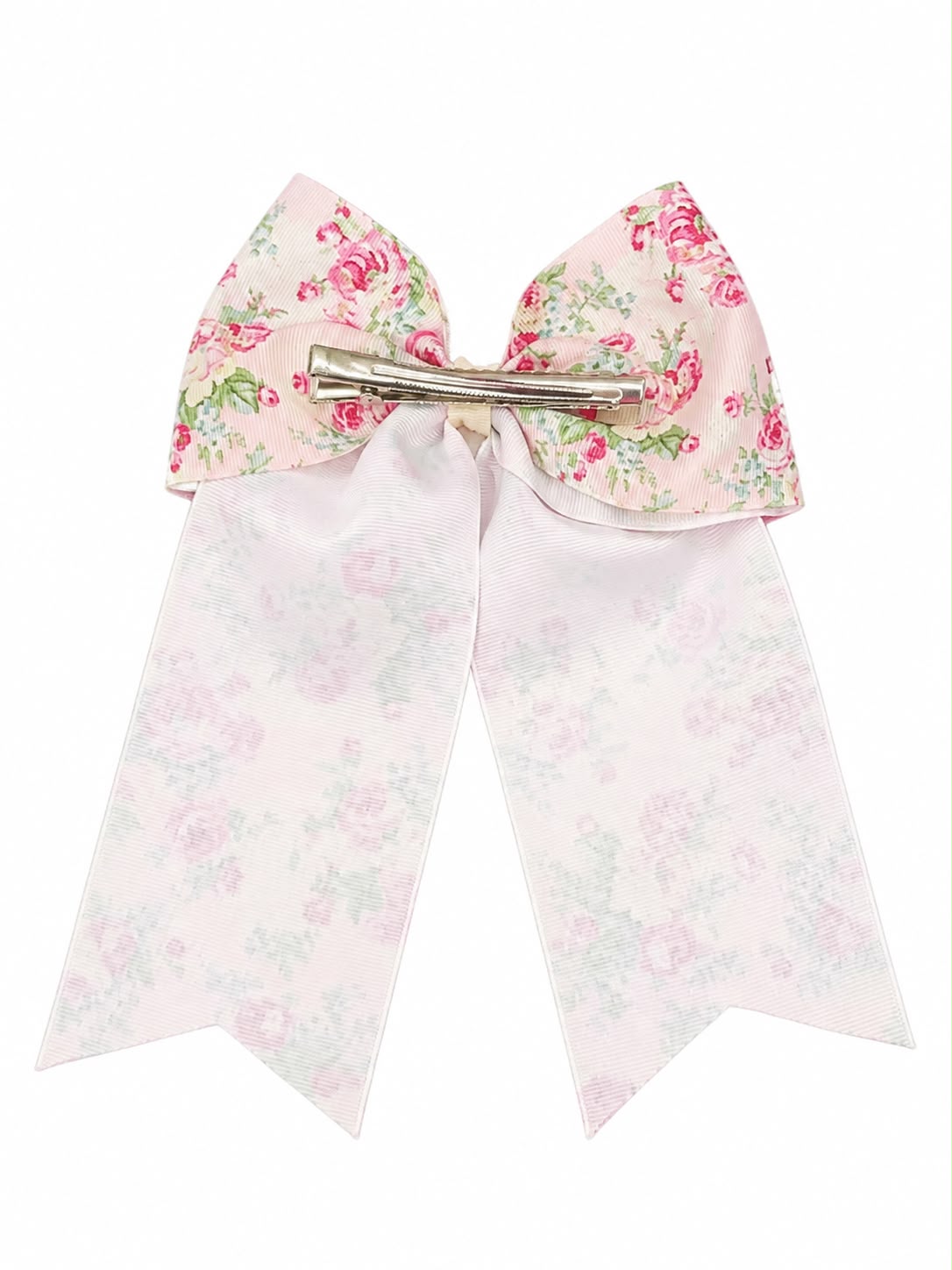 Moño niña floral rosa con tirantes largos 🎀🌸