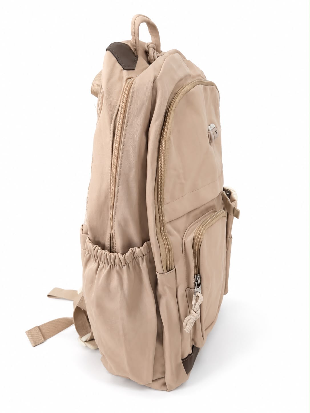 Mochila juvenil color beige con diseño de perrito