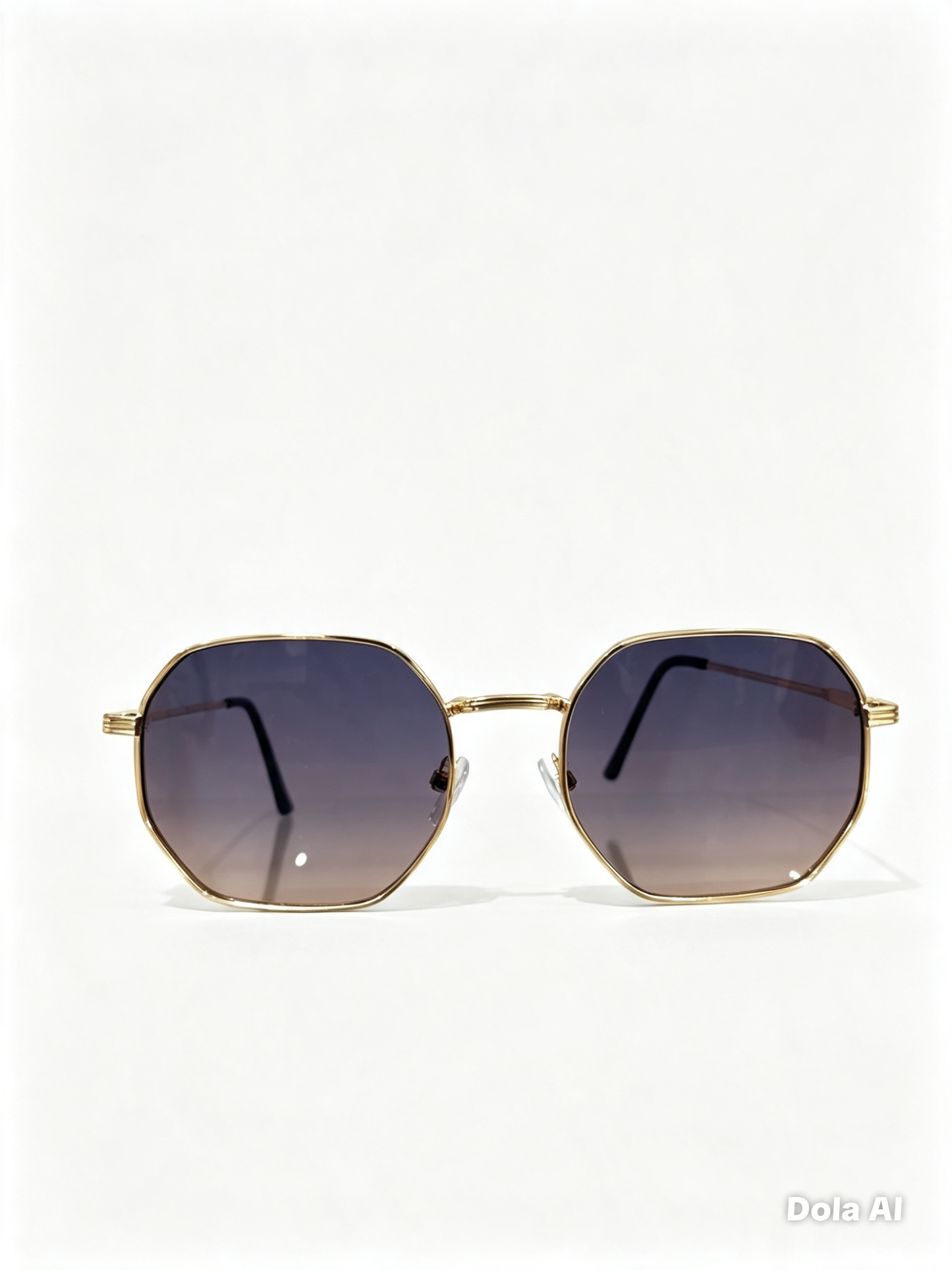 Lentes dama octagonales dorados con mica gris