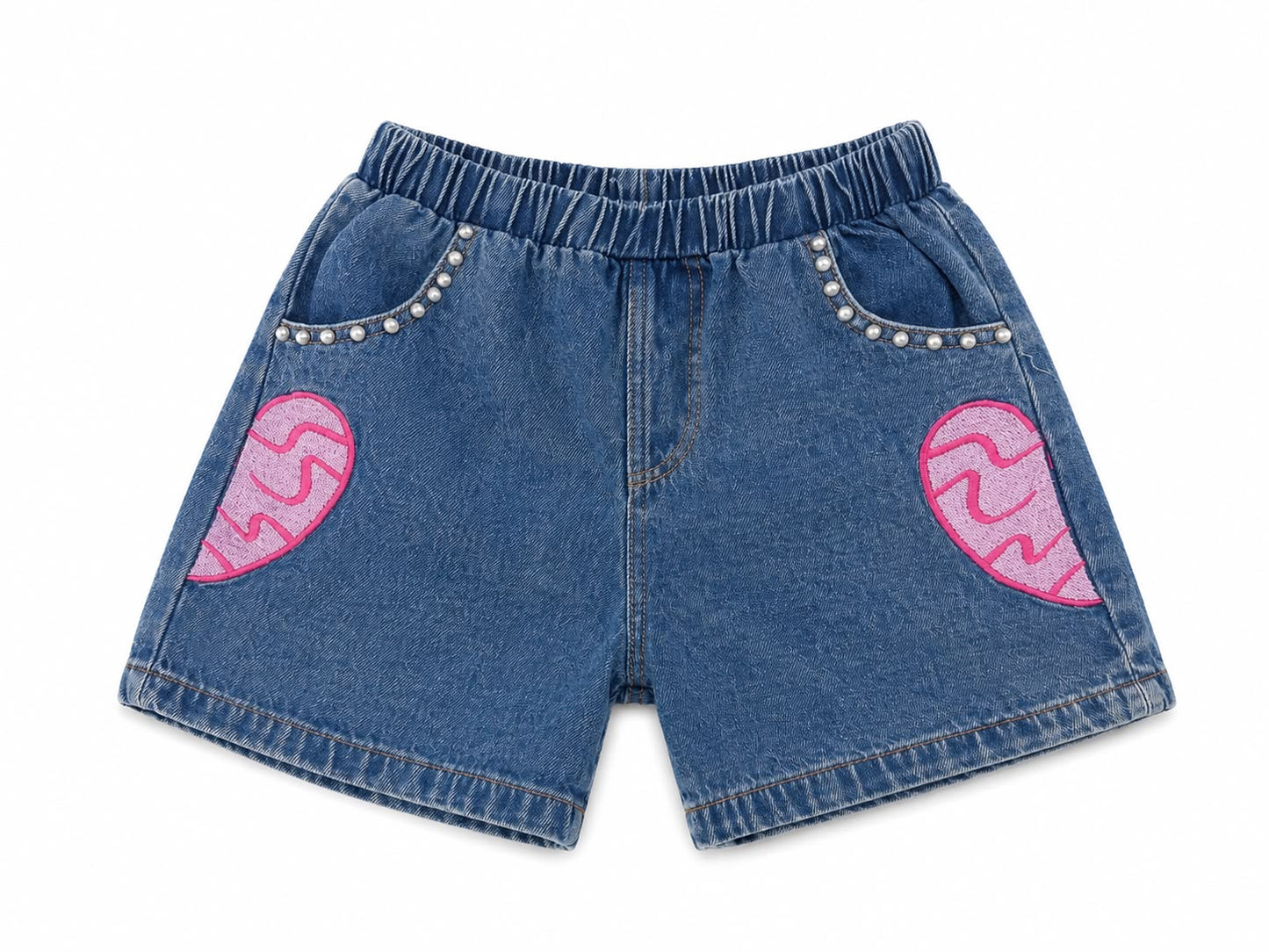 Set niña playera y short de mezclilla con corazones