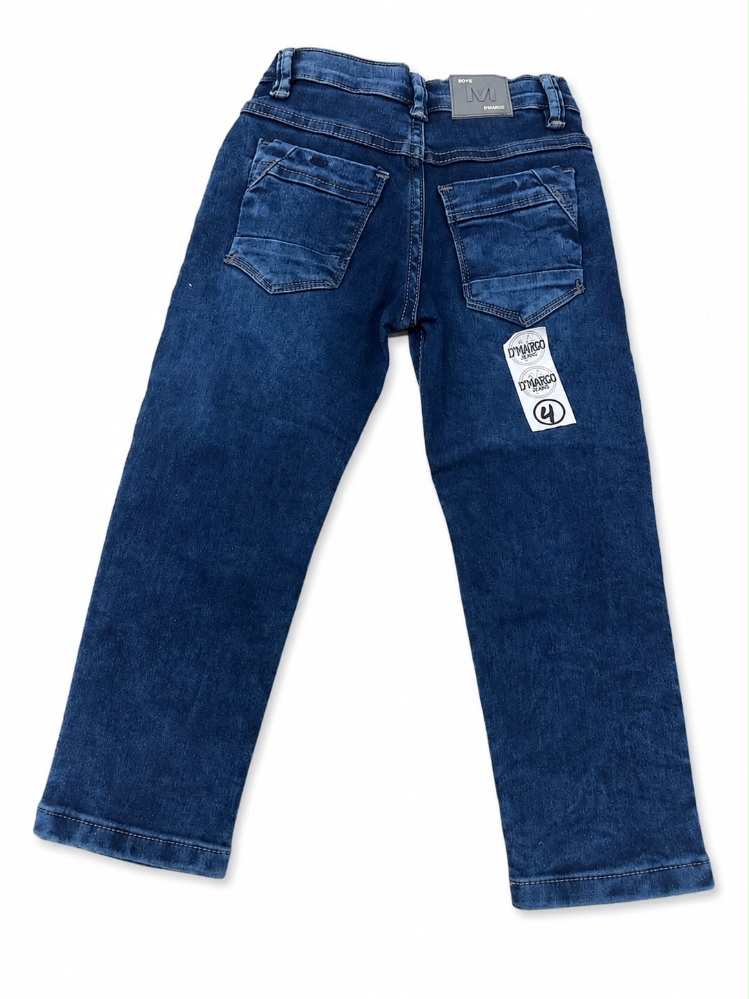 Pantalón niño mezclilla azul oscuro con detalles desgastados