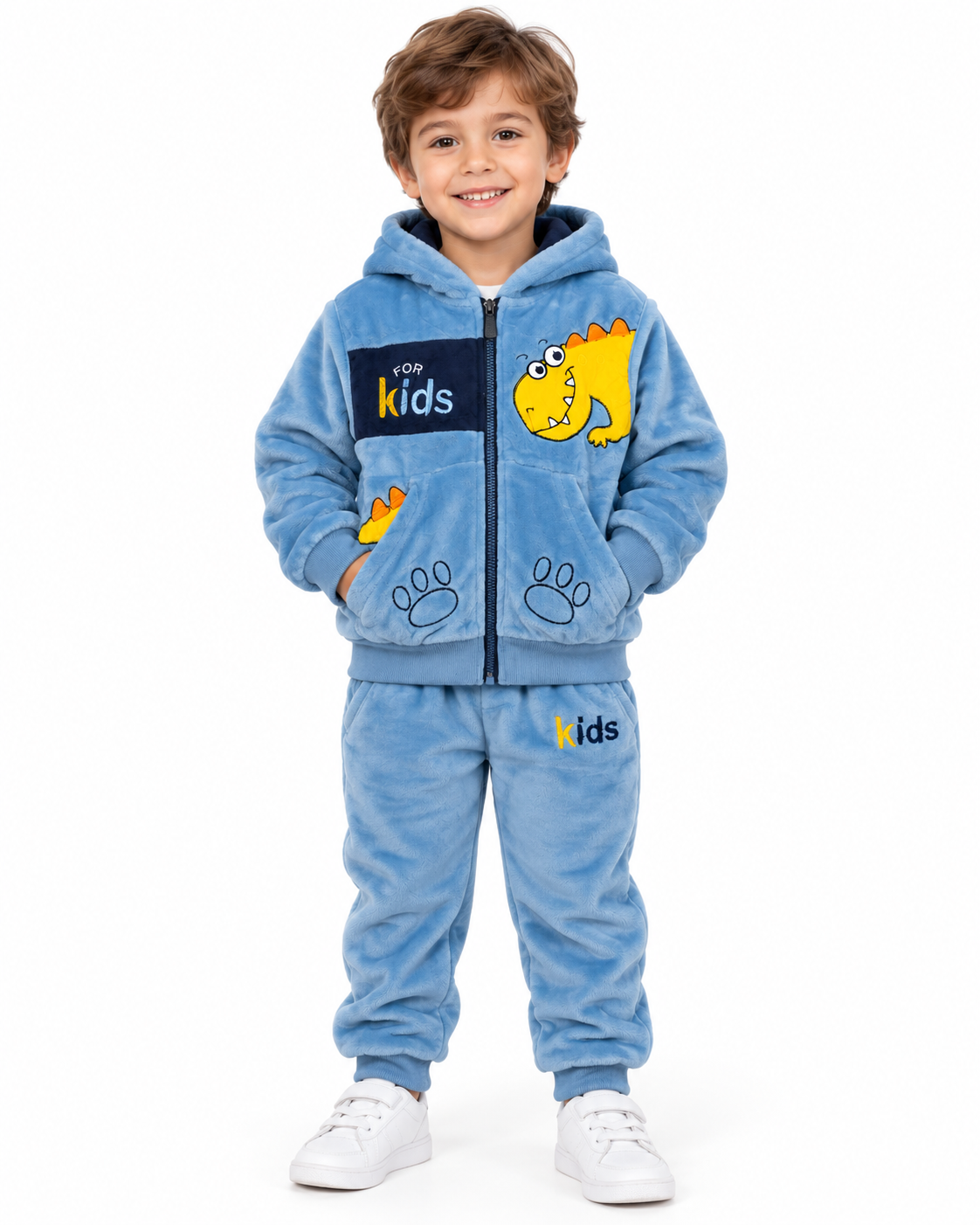 Set niño 3 piezas de dinosaurio azul