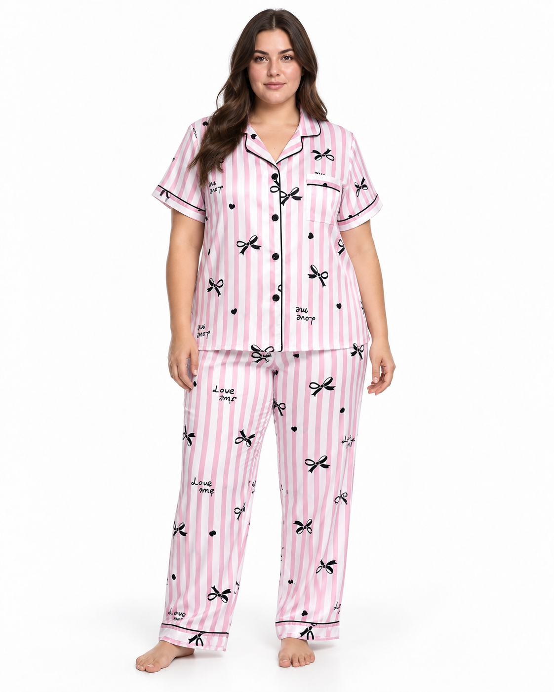 Pijama mujer 2 piezas-rayas con moños 🎀