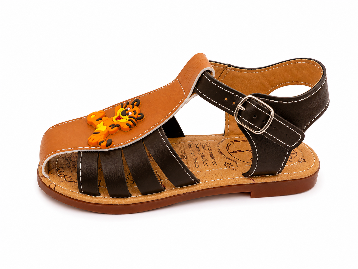 Huaraches niño OFERTA – café con diseño de tigre 🐯🤎