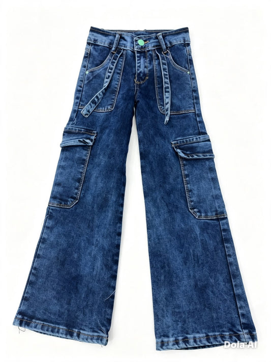 Pantalón niña cargo corte amplio
