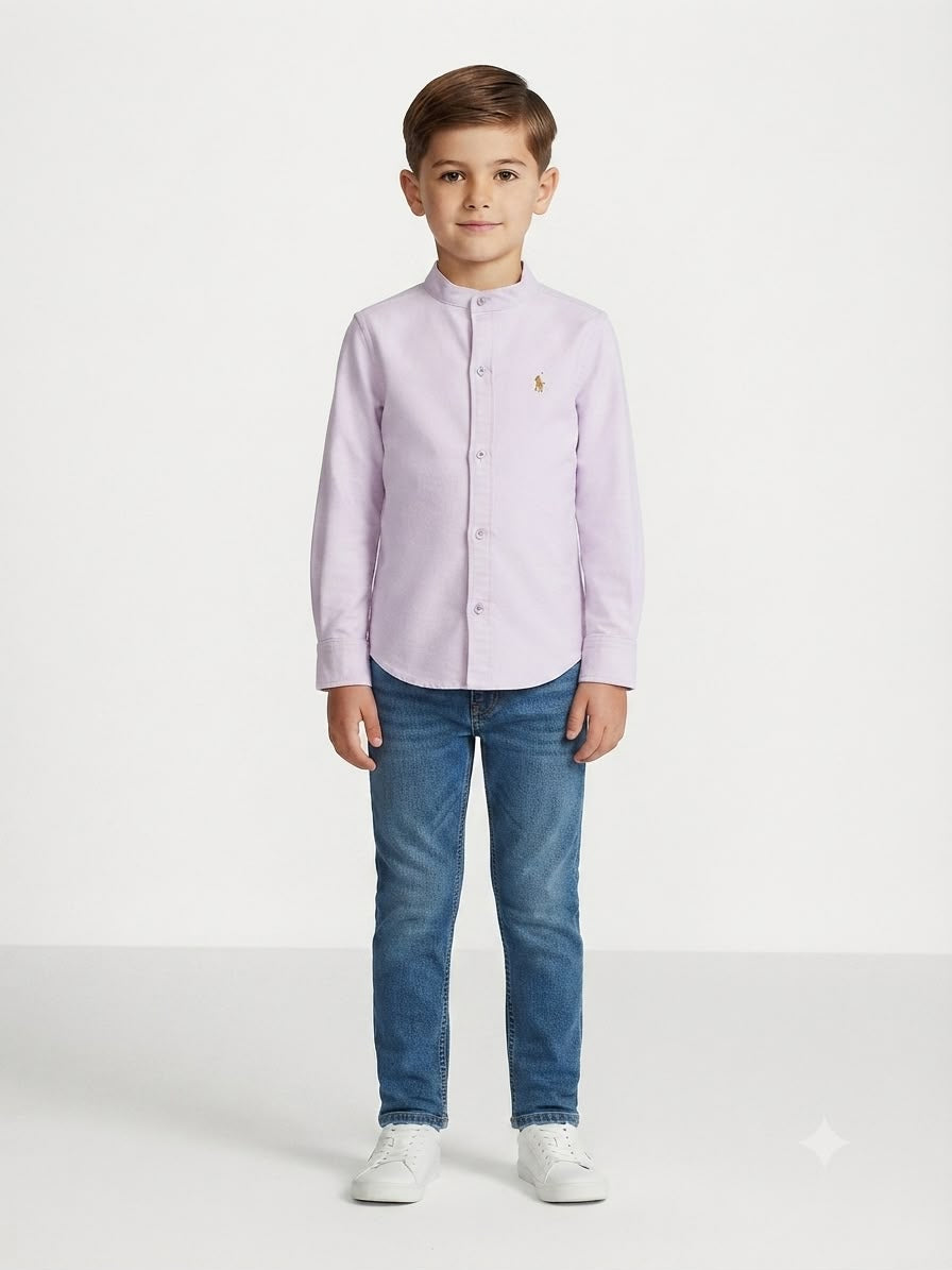 Camisa niño manga larga con cuello mao