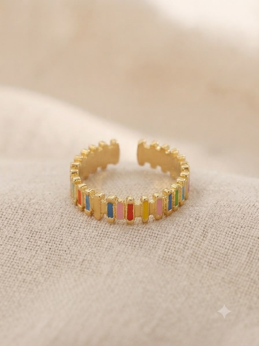 Anillo dama dorado multicolor