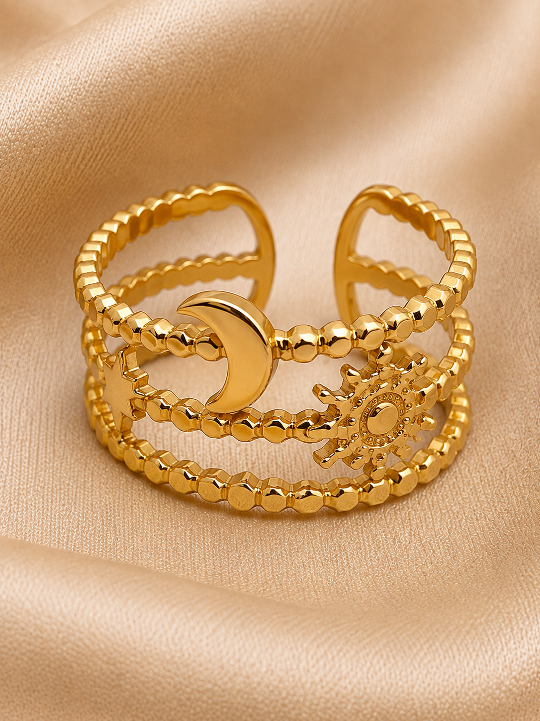 ✨ Anillo dama celestial dorado