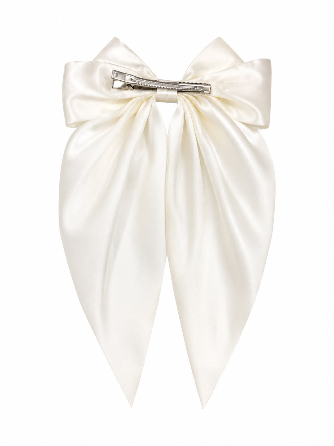 Moño niña satinado blanco elegante