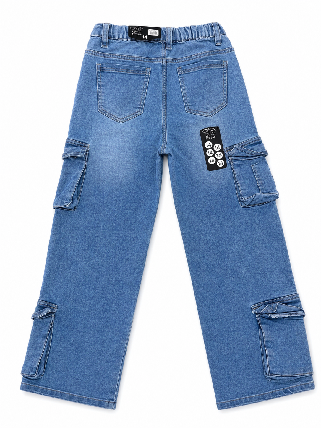 Pantalón niña cargo de mezclilla azul