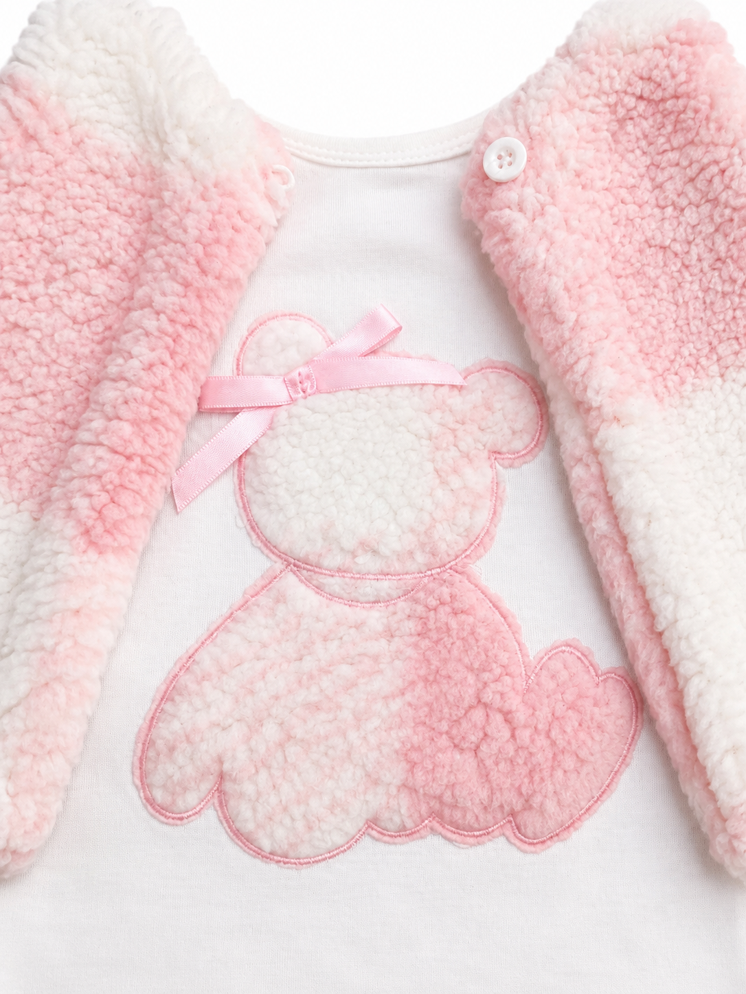 Conjunto niña meses con mameluco, chaleco y gorrito