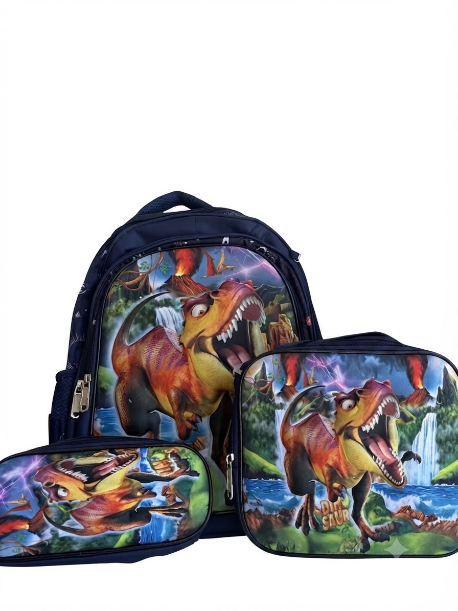 Set mochila infantil 3 piezas Dinosaurio recién