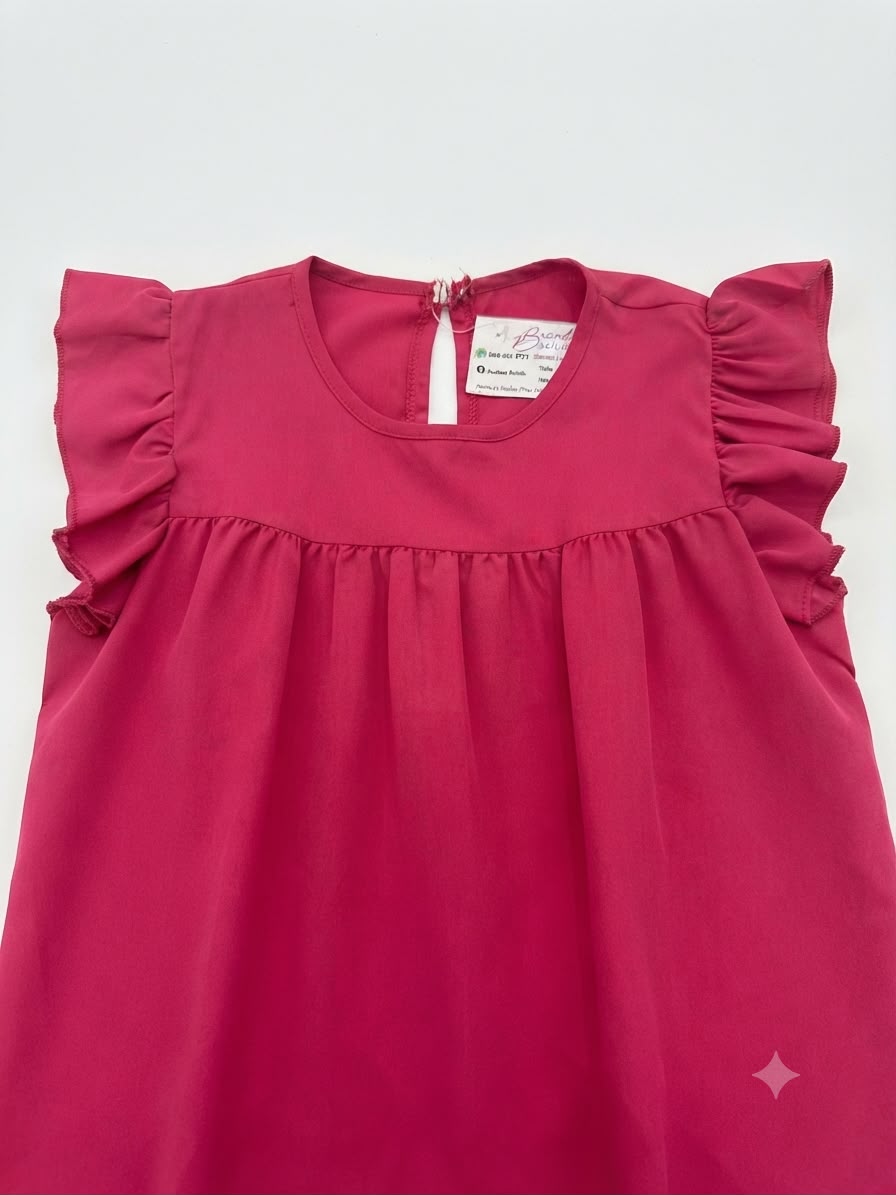 Vestido niña fucsia con olanes decorativos