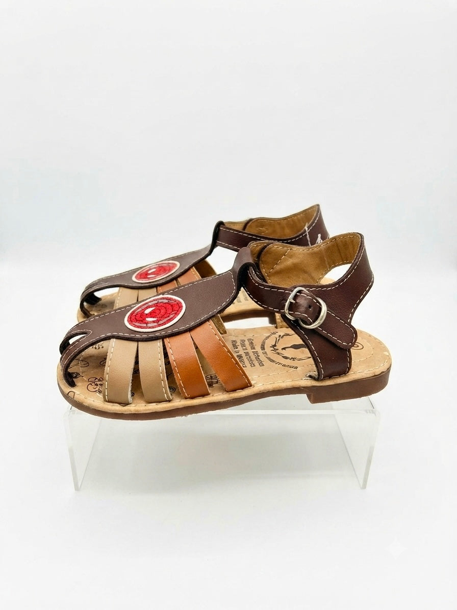 Huaraches niño OFERTA diseño telaraña en tonos café