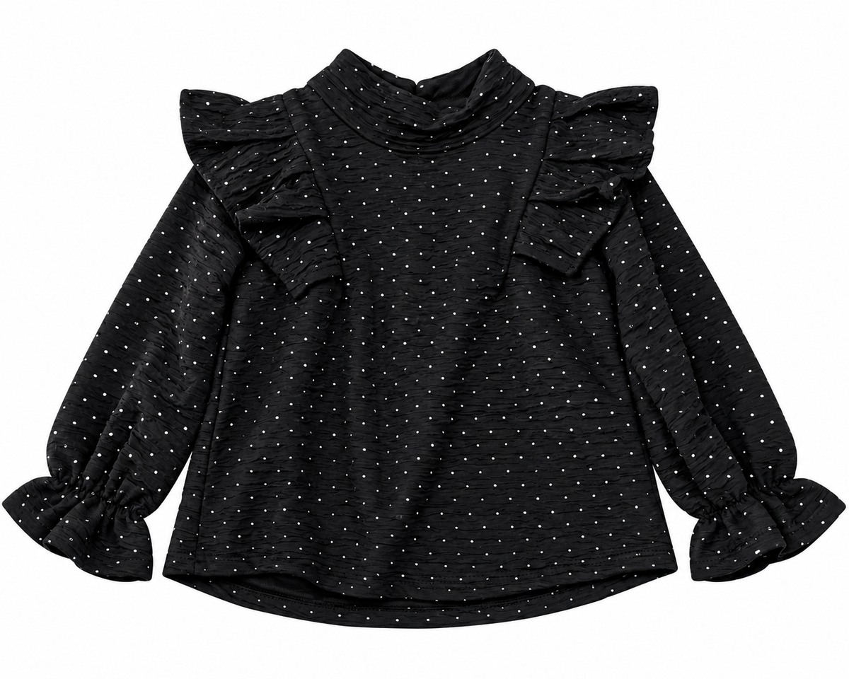 Set Niña con Blusa de Lunares y Falda Tipo Piel con Olanes