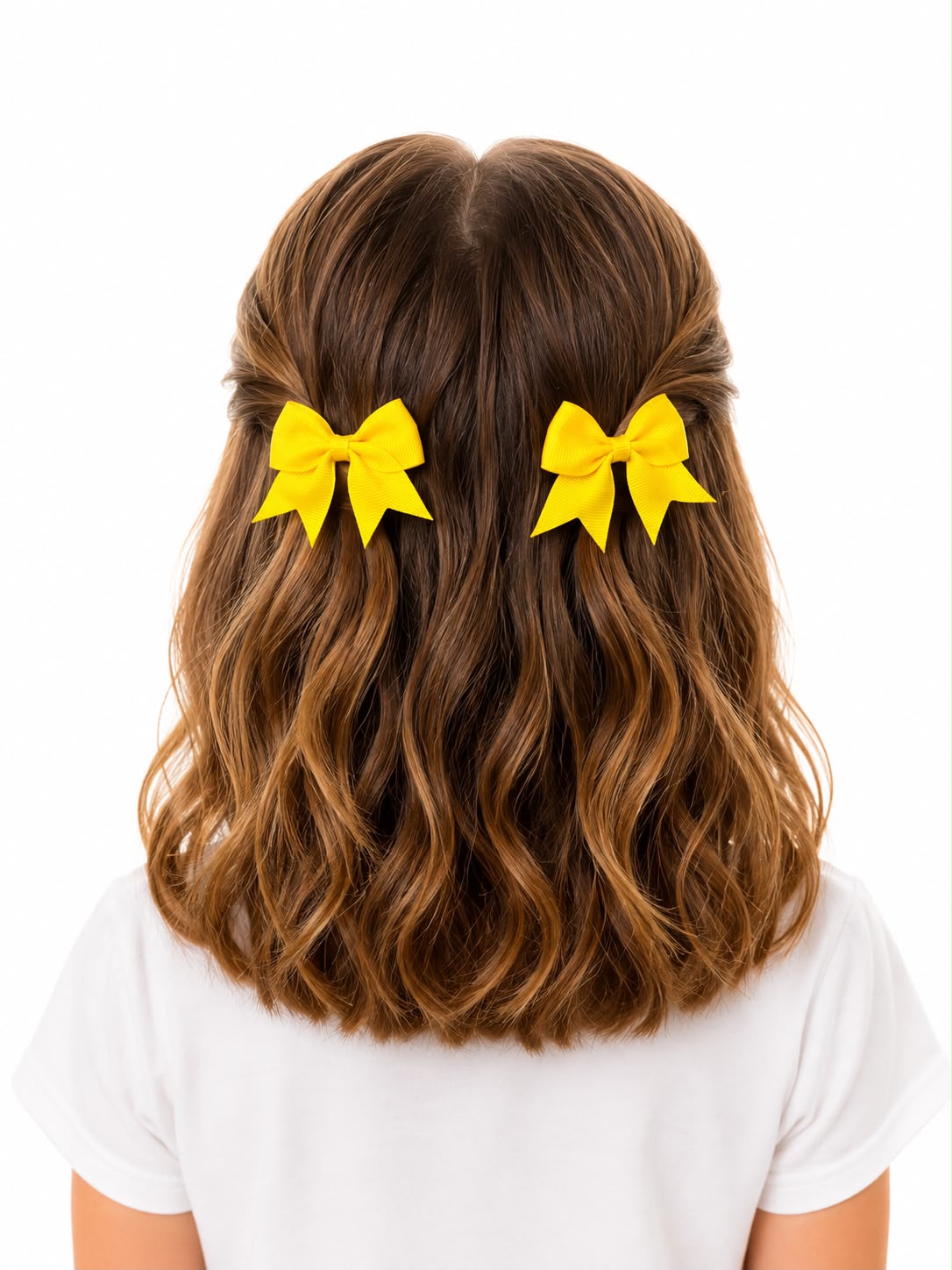 Moño par niña amarillo con puntas