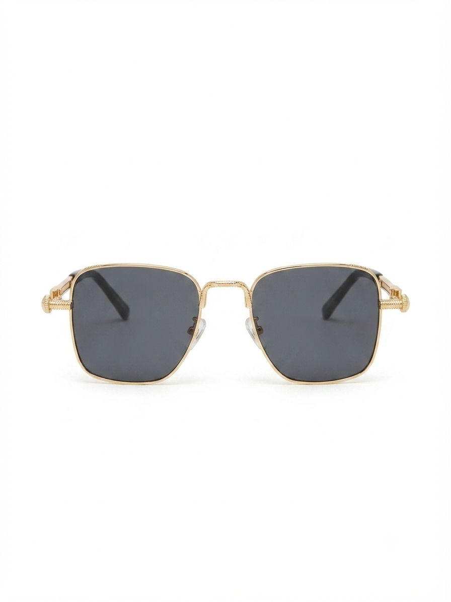Lentes dama cuadrados dorados con mica negra