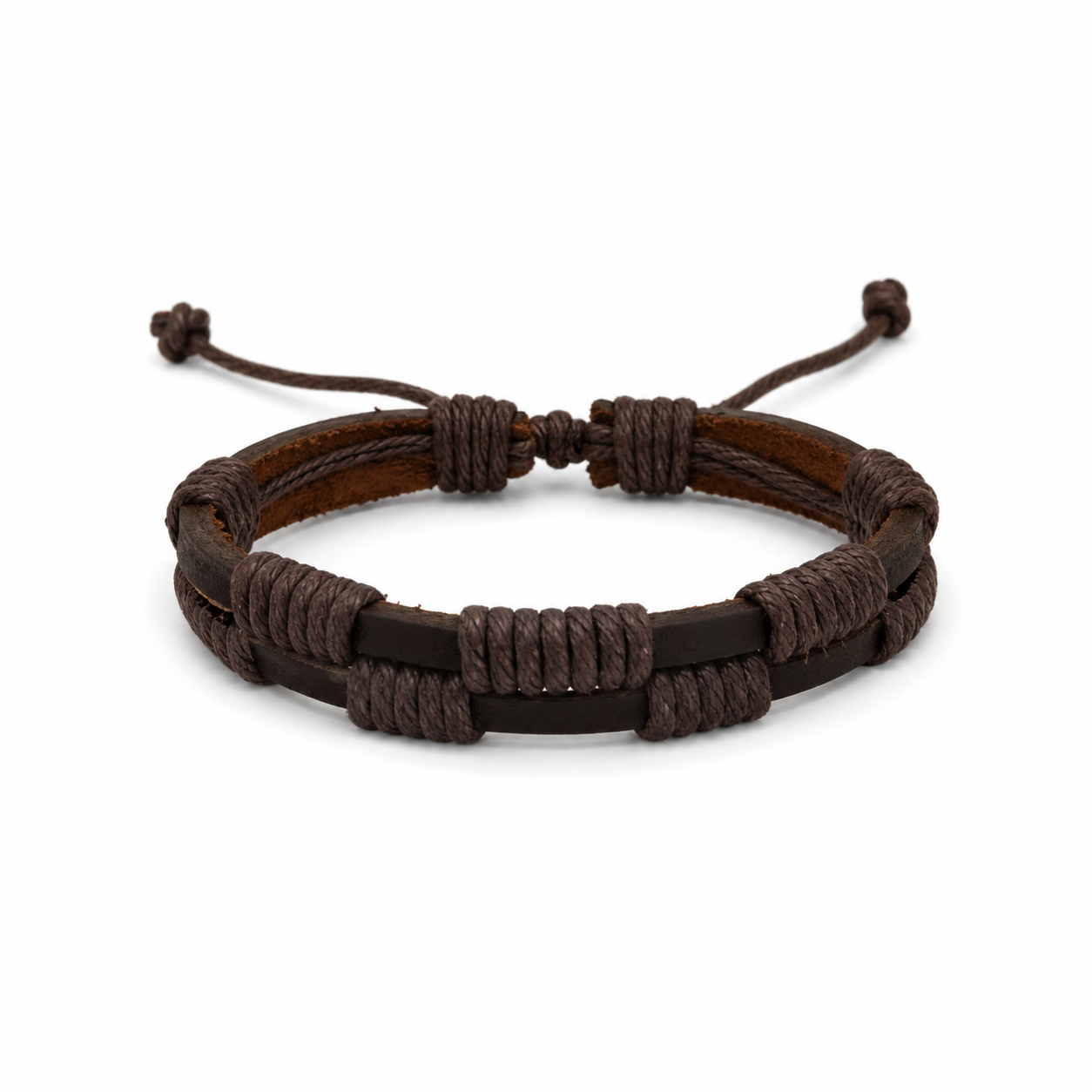 Pulsera caballero ajustable con detalles tejidos 🤎