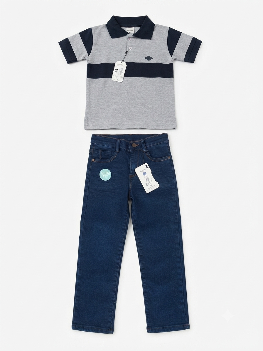 Set niño polo + pantalón de mezclilla