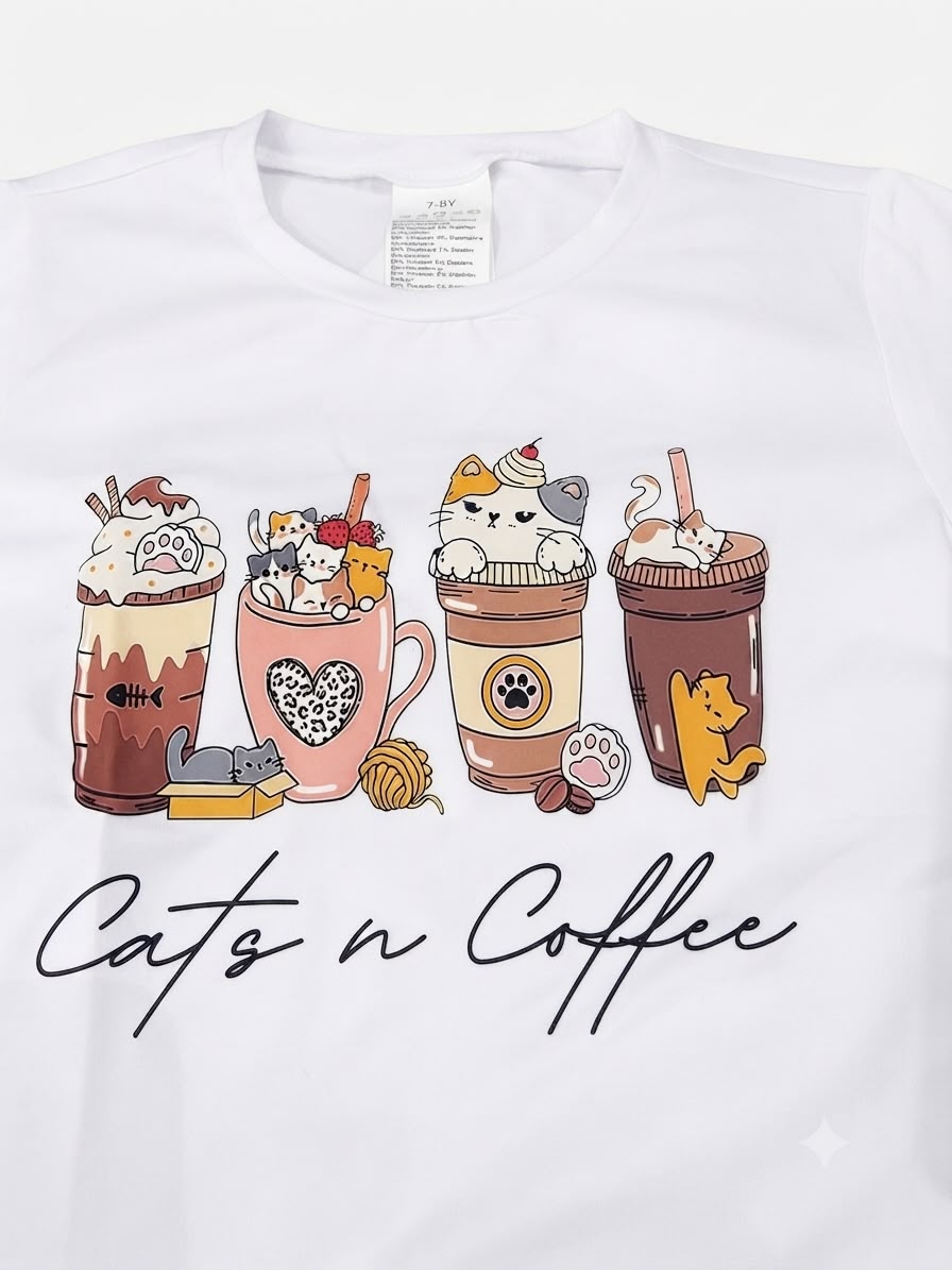 Blusa niña estampado Cats n Coffee