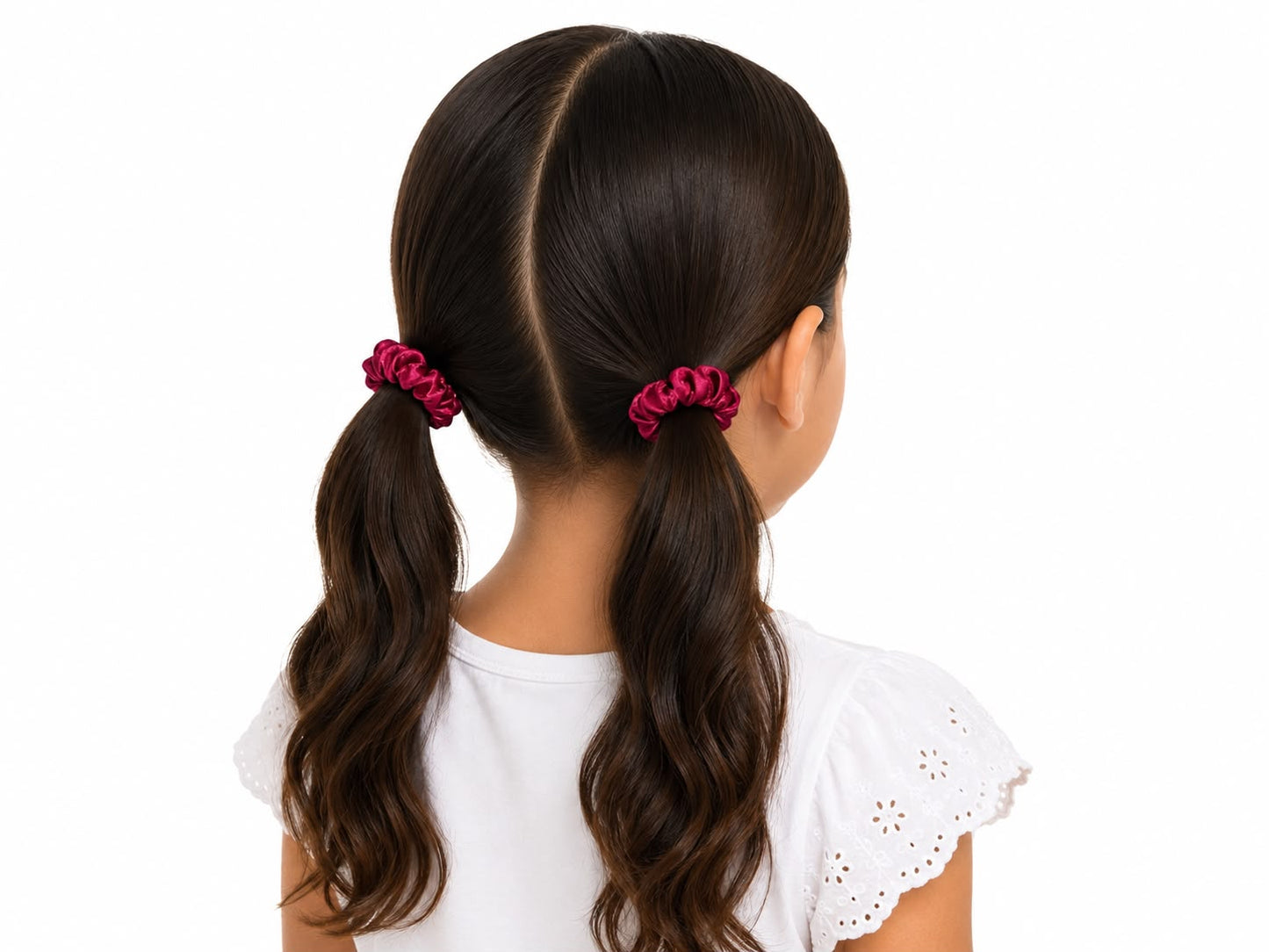 Set Liga cabello accesorio satinada color vino – 2 piezas