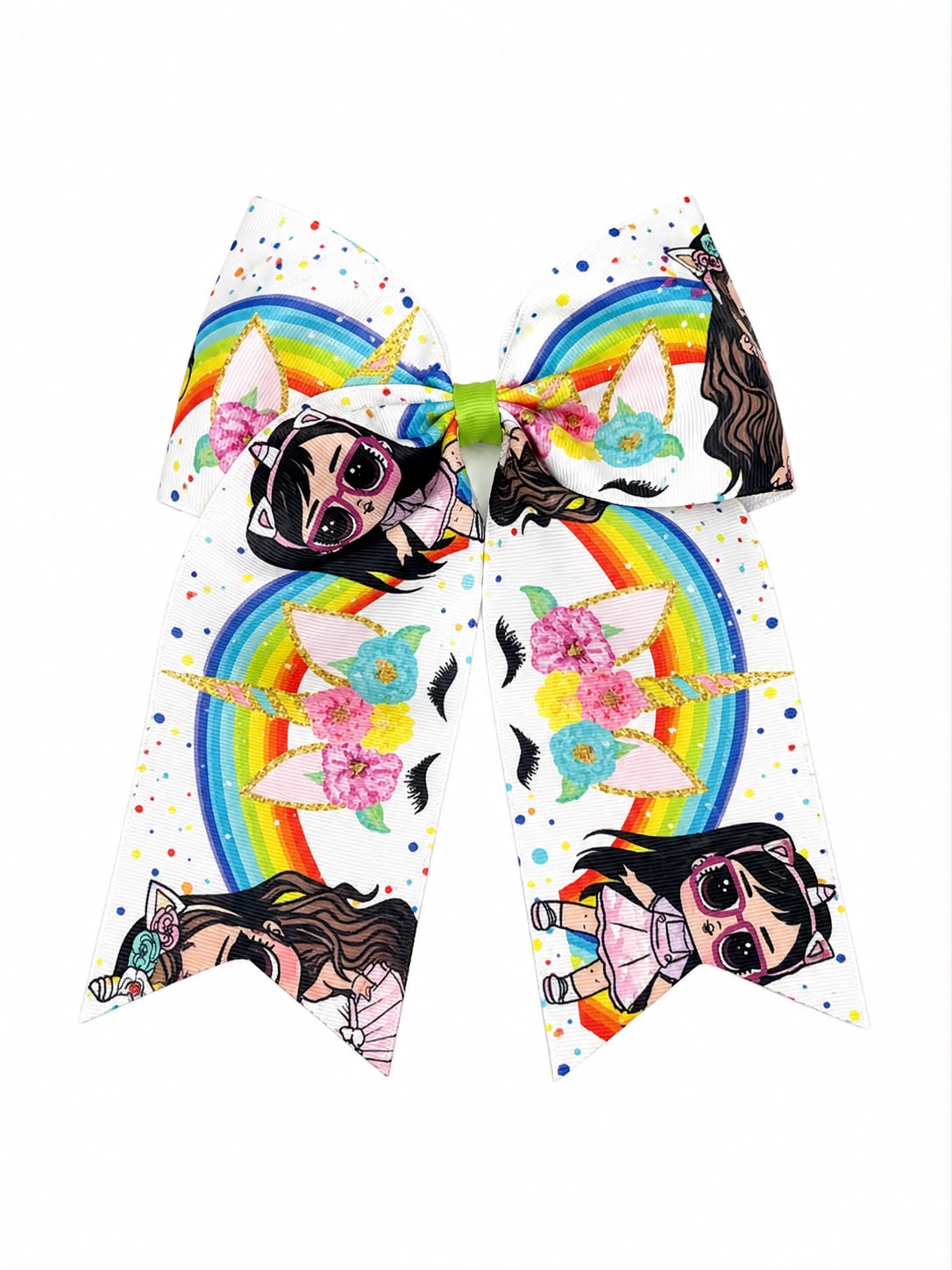 Moño niña arcoíris con muñequitas y unicornio 🎀🌈🦄