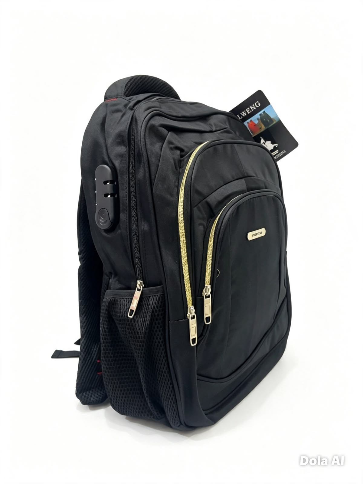 Mochila juvenil negra con candado de seguridad
