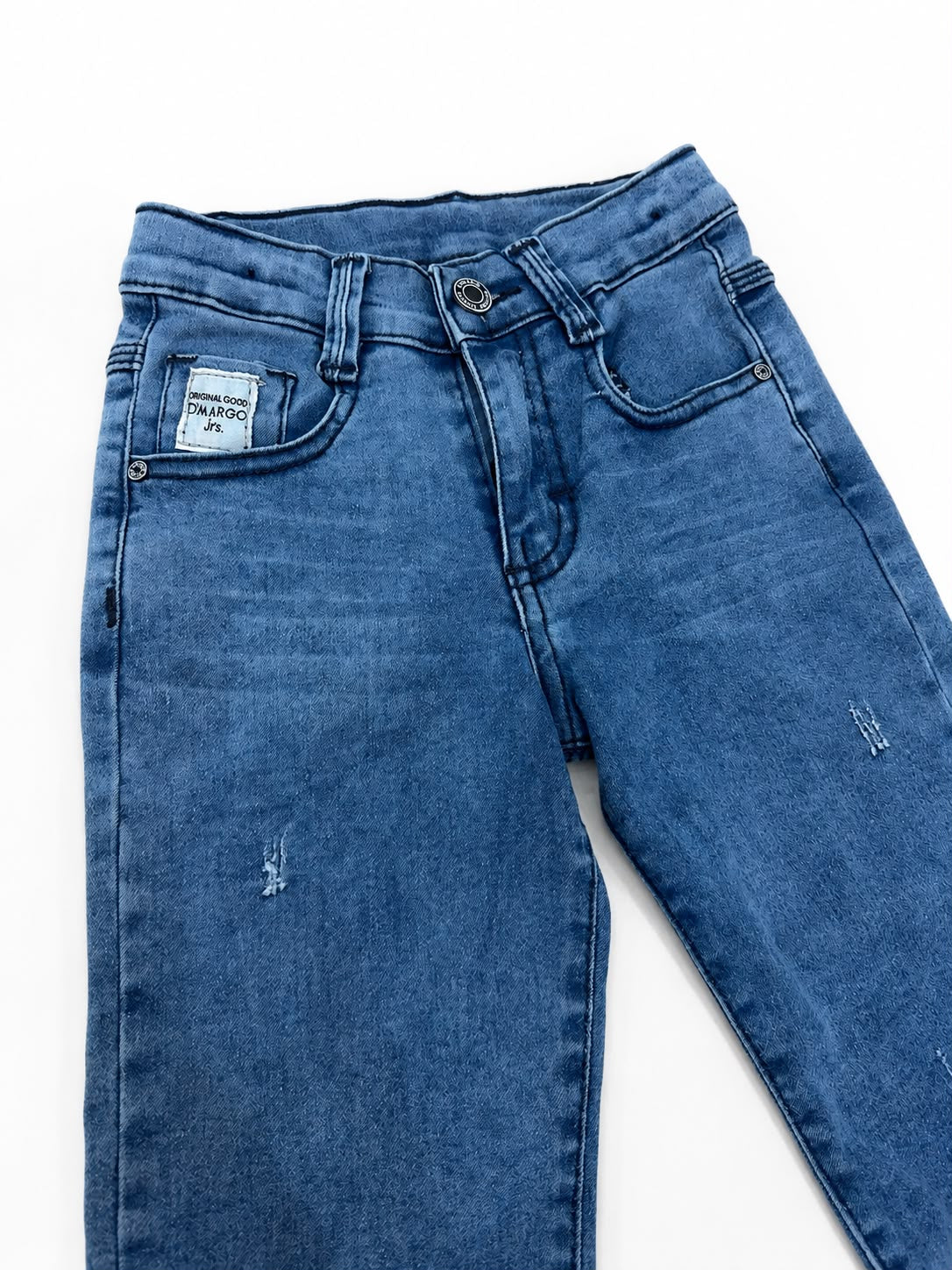 Pantalón niño mezclilla azul con detalles desgastados
