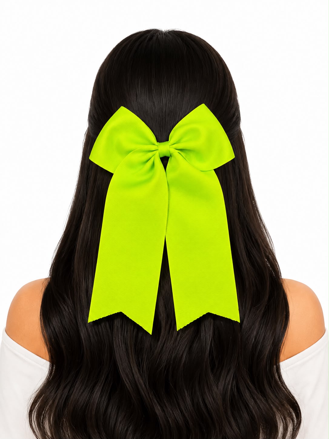 Moño niña verde neón con tirantes largos 🎀💚
