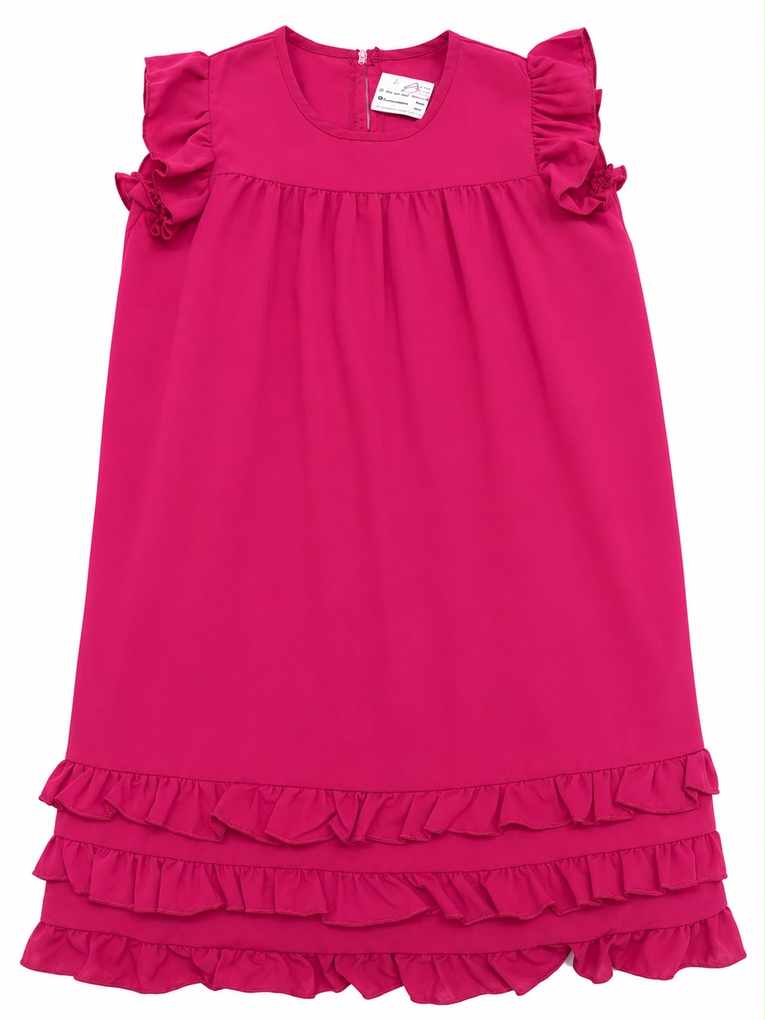 Vestido niña fucsia con olanes decorativos