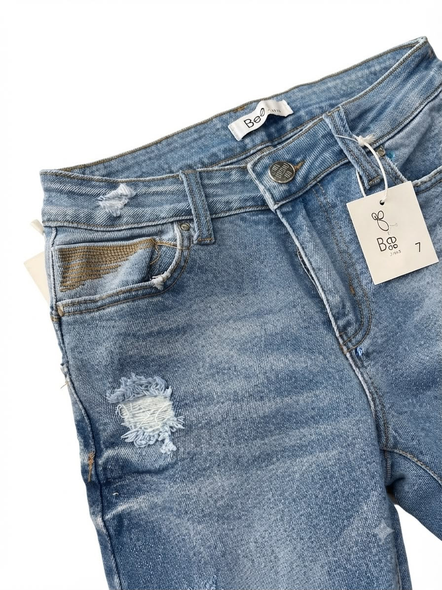 Pantalón dama mezclilla skinny plus con rasgados