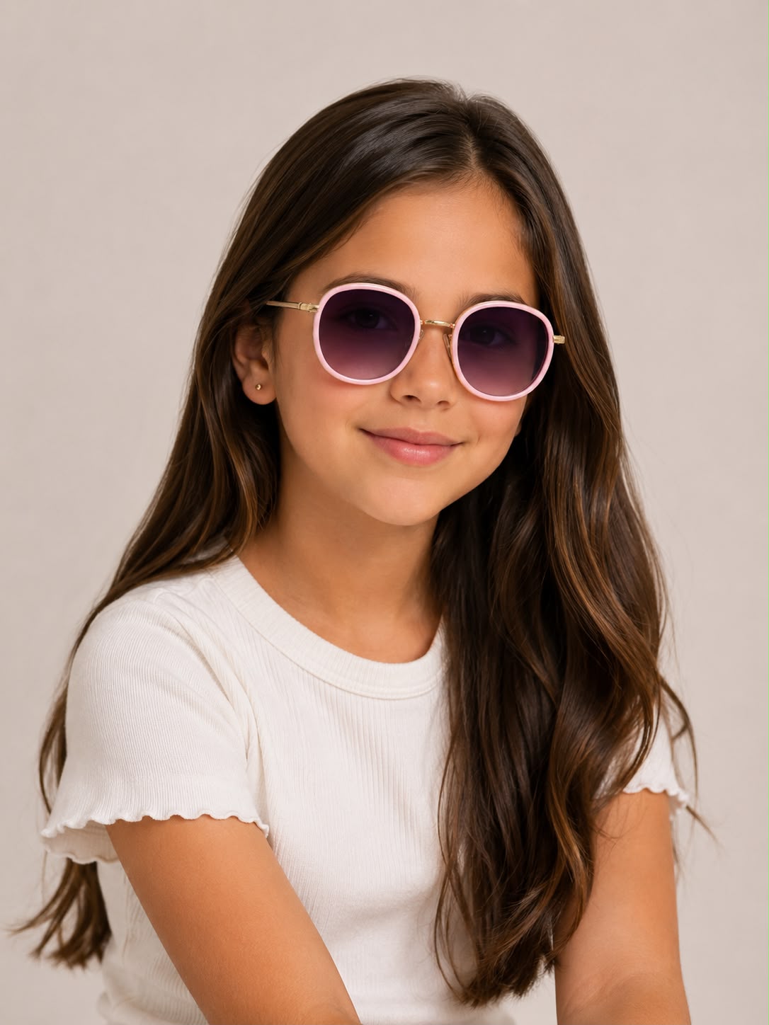 Lentes dama redondos rosa con dorado