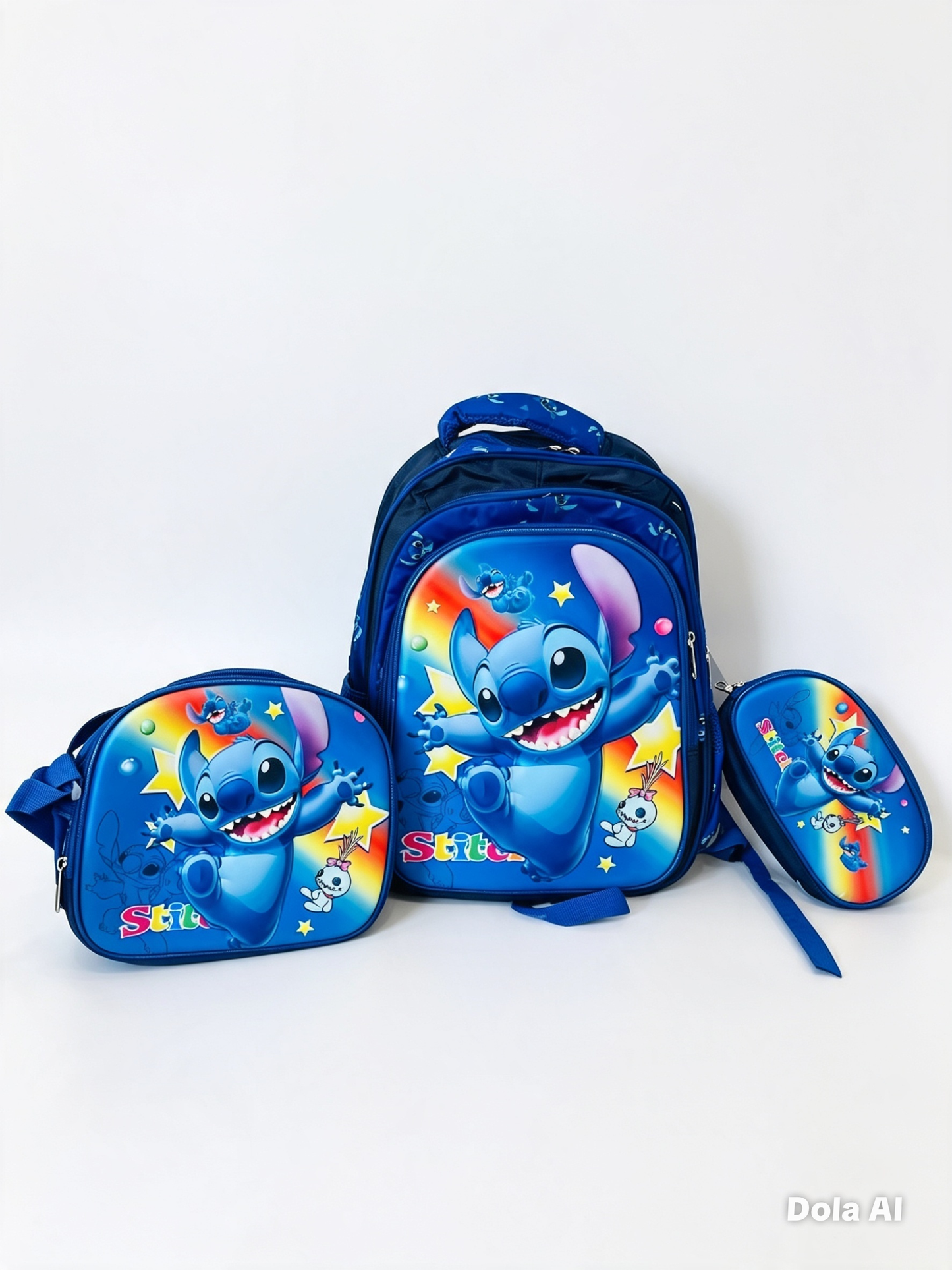 Set Mochila Infantil Diseño Alien Azul – Mochila + Lonchera + Lapicera