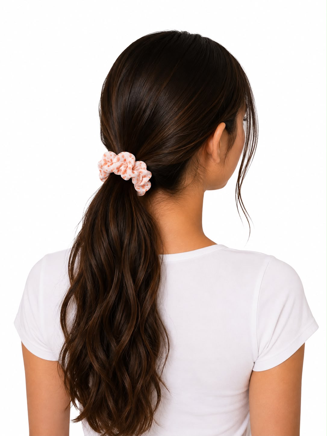 Liga cabello accesorio con lunares naranja