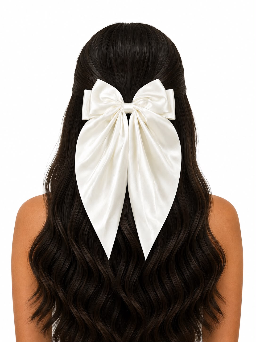 Moño niña satinado blanco elegante