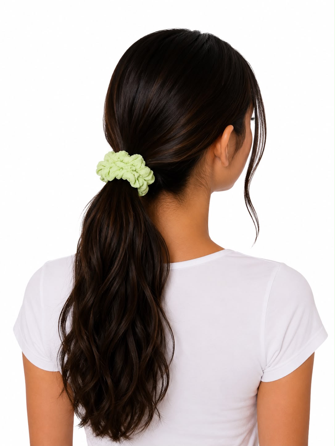 Liga cabello accesorio texturizada verde pastel
